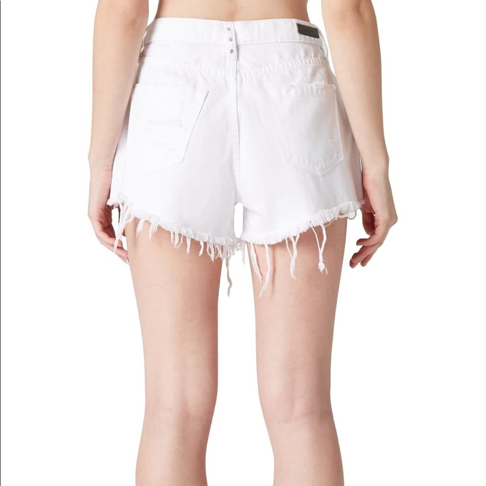 New Blank NYC White Distressed Ripped Shorts High Waisted - Picture 2 of 7